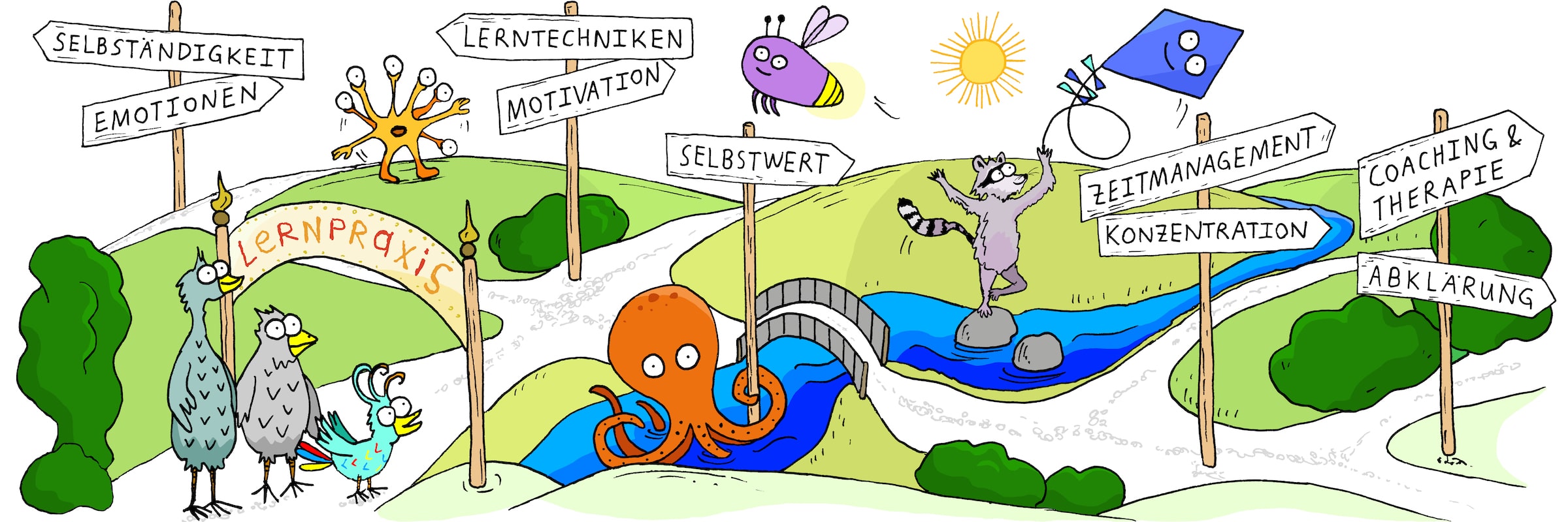 Lernpraxis Landschaft Illustration